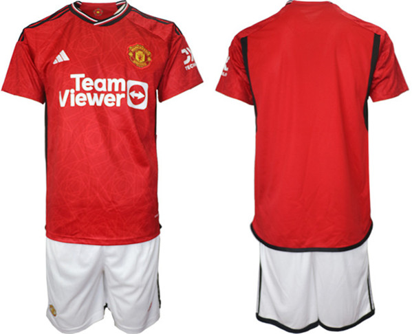 Men's Manchester United Custom 2023/24 Red Home Soccer Jersey Suit